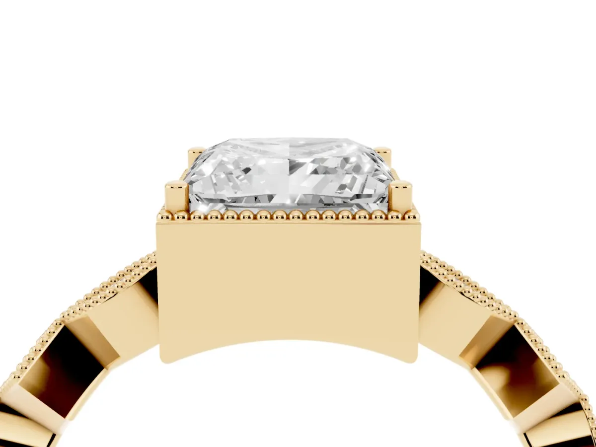 Princess Cut Milgrain Marquise Diamond Twist Band Ring Yellow gold