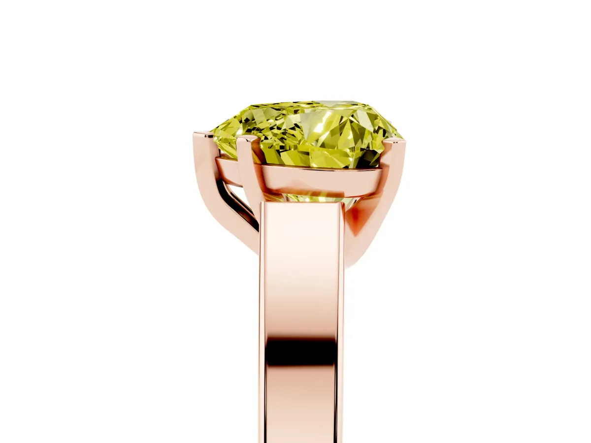 Fancy Yellow Heart Cut Solitaire Engagement Ring with Four-Prong Setting and Tapered Band Rose gold
