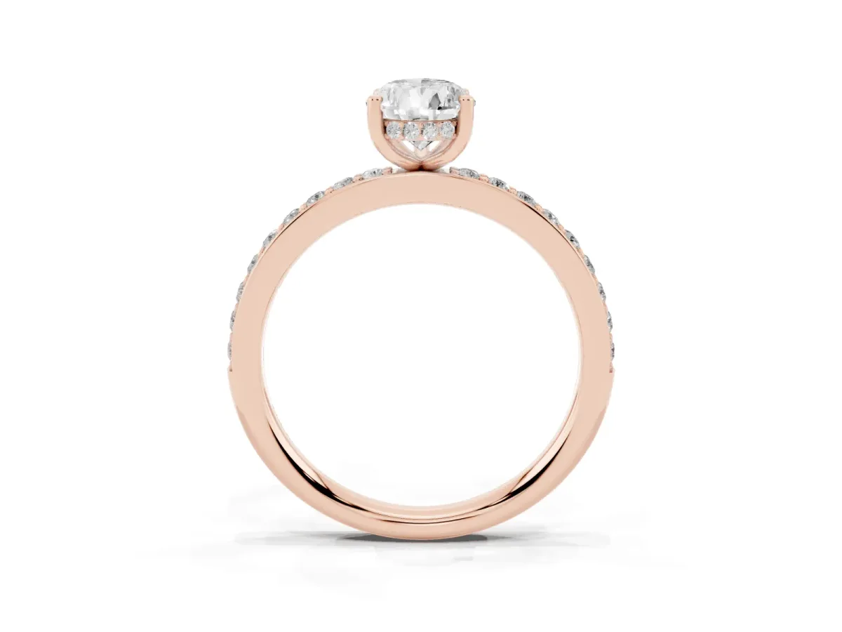 Pear Cut Cut Diamond Pavé Band Ring with Four-Prong Setting Rose gold