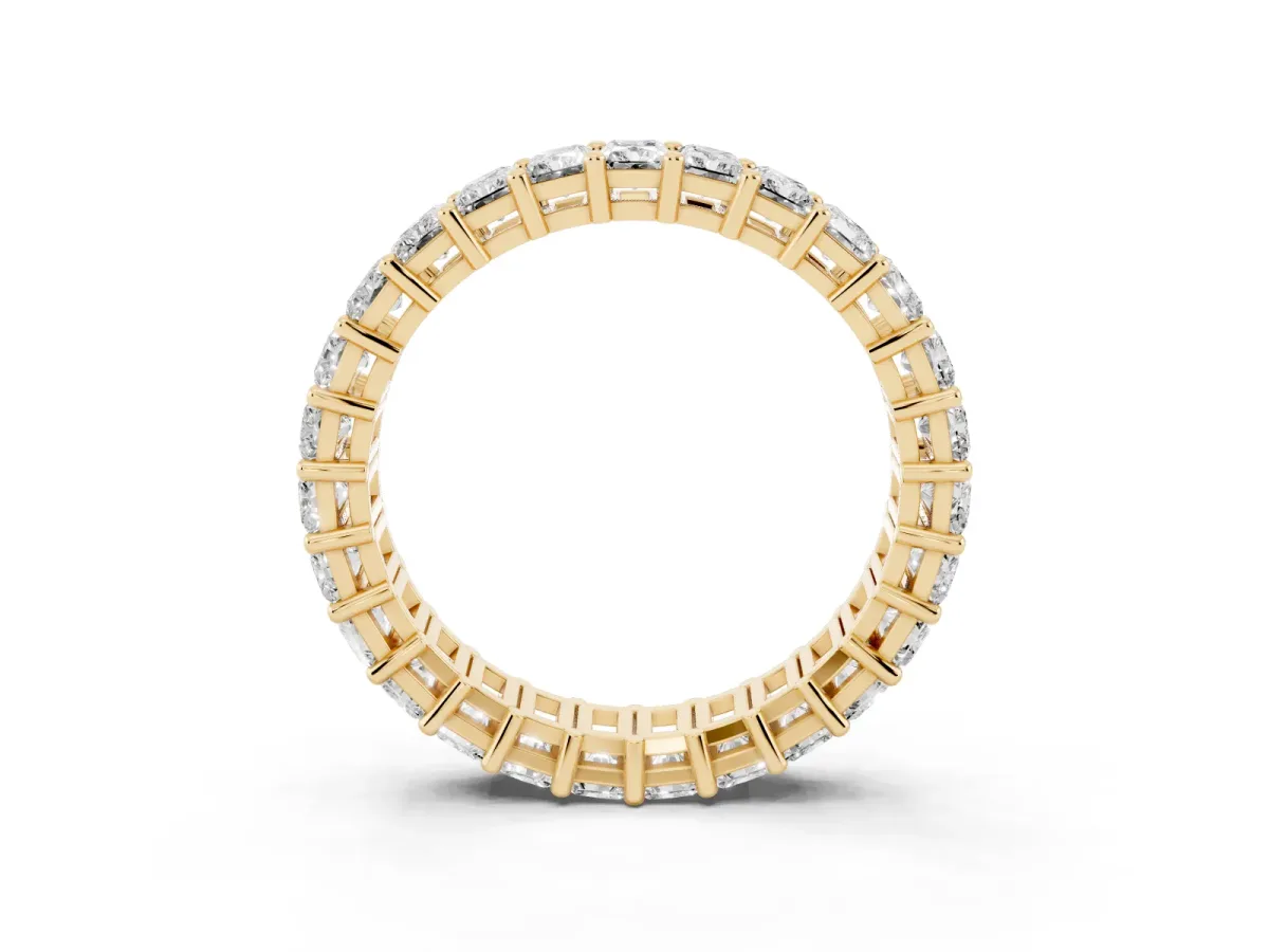radiant Cut eternity band with shared prong setting Yellow gold