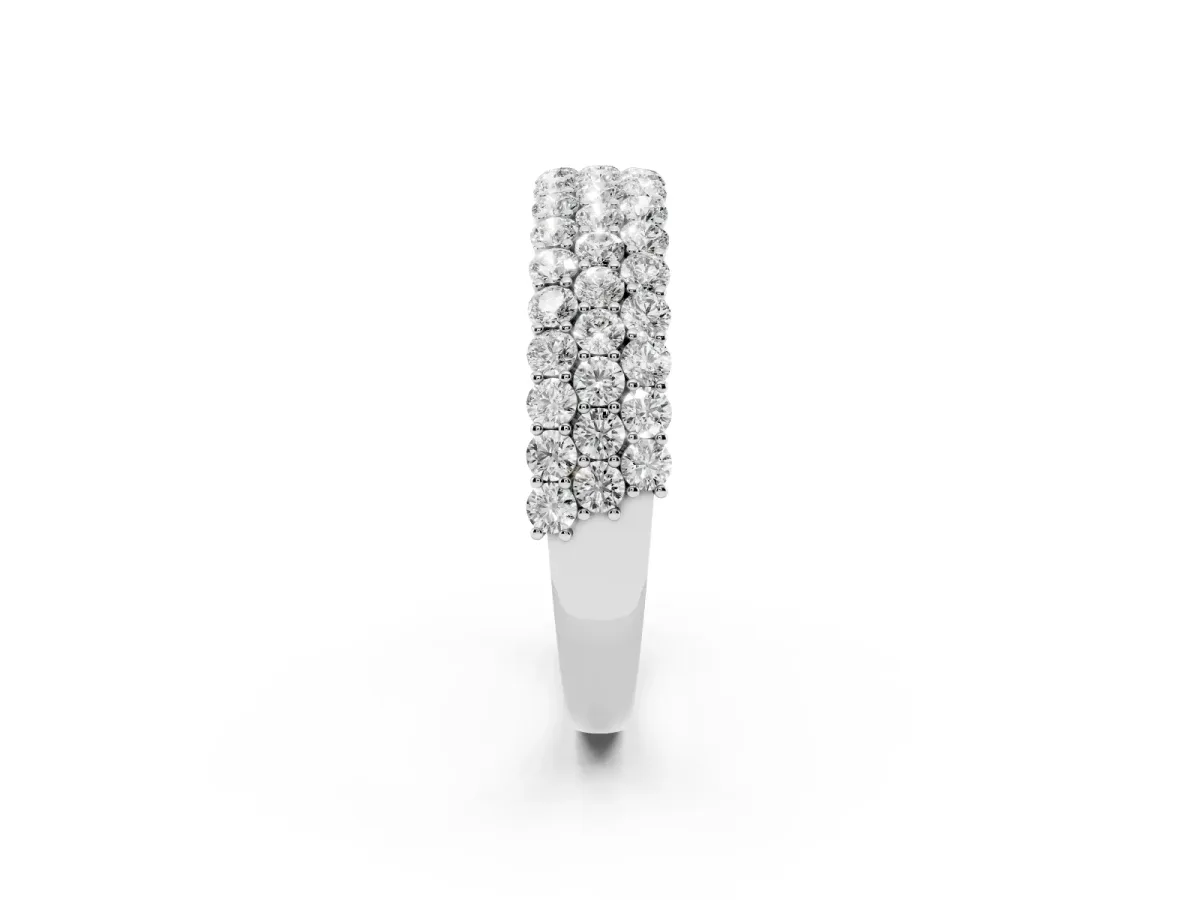 Round Diamond Checkerboard Pavé Promise Ring with Round Diamond Accents White gold