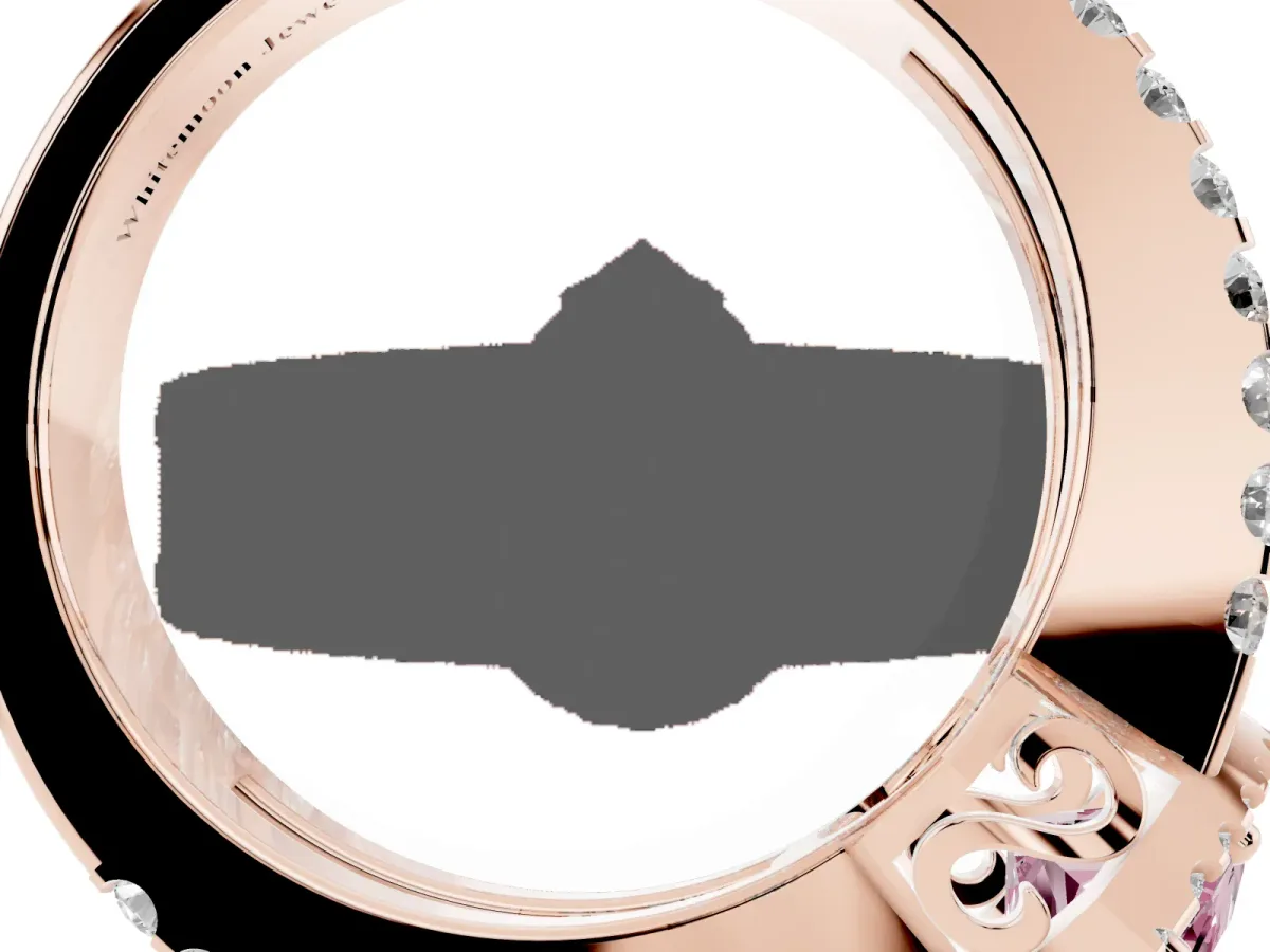 Fancy Pink Pear Cut Cut Halo Split Shank Diamond Ring with Four-Prong Setting Rose gold
