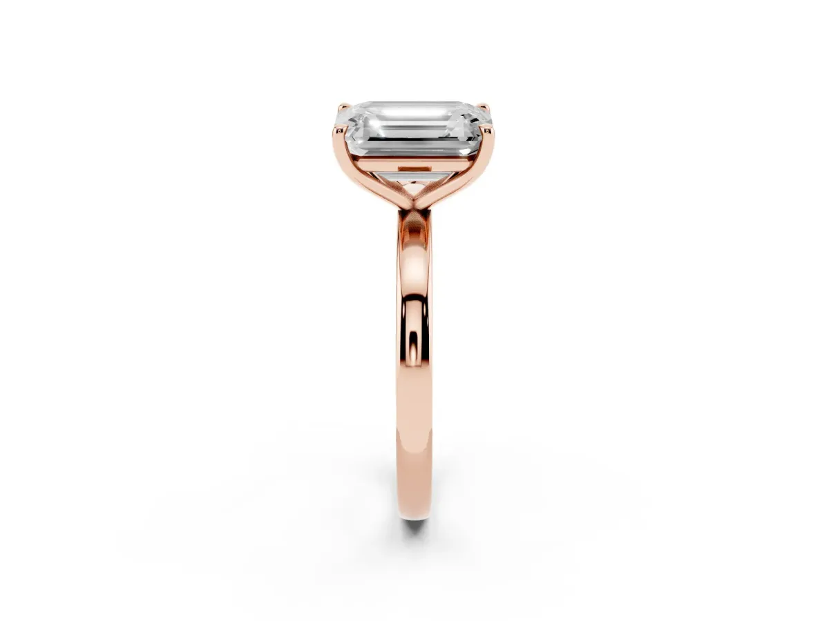 Fancy Blue Pear Cut and Emerald Cut Toi Moi Ring with Prong Setting Rose gold
