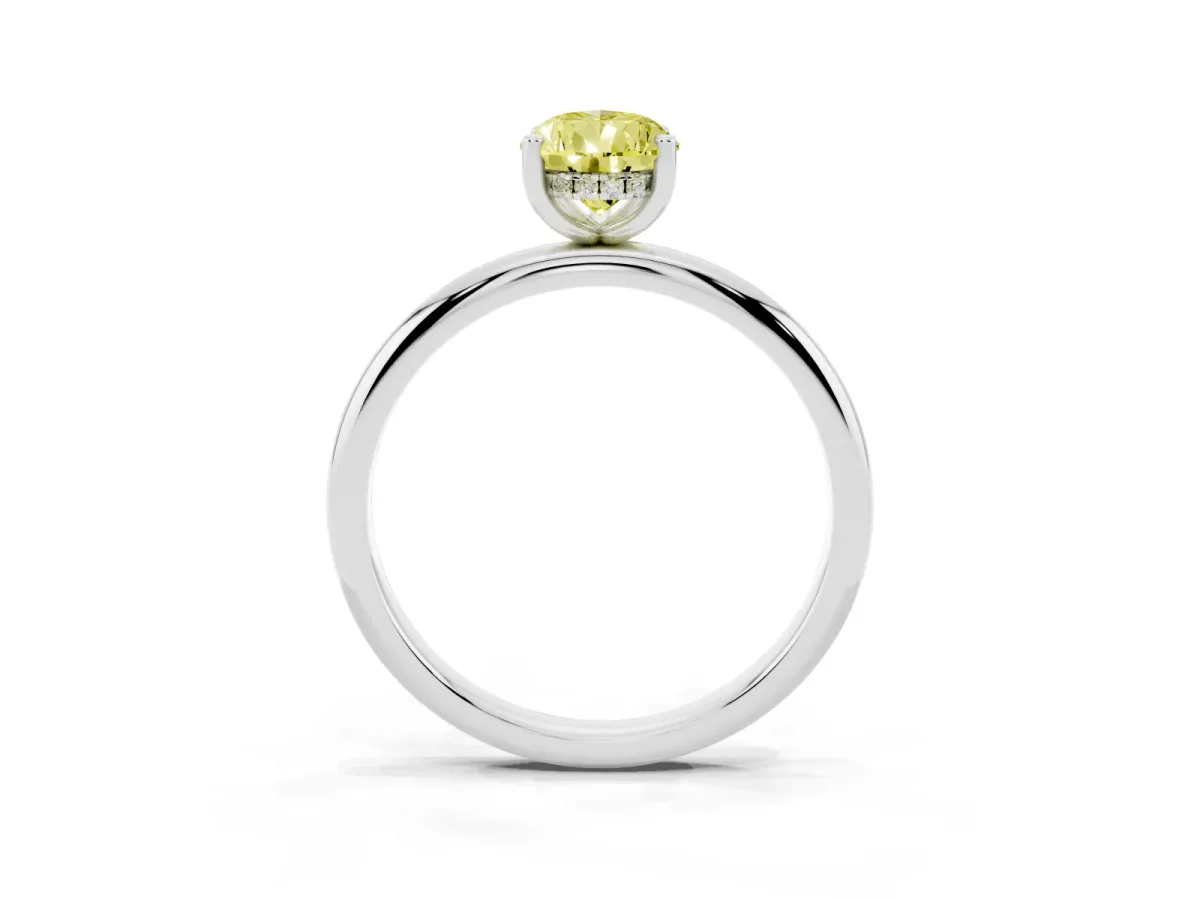 Fancy Yellow Pear Cut Cut Solitaire Engagement Ring with Four-Prong Setting and Classic Band White gold