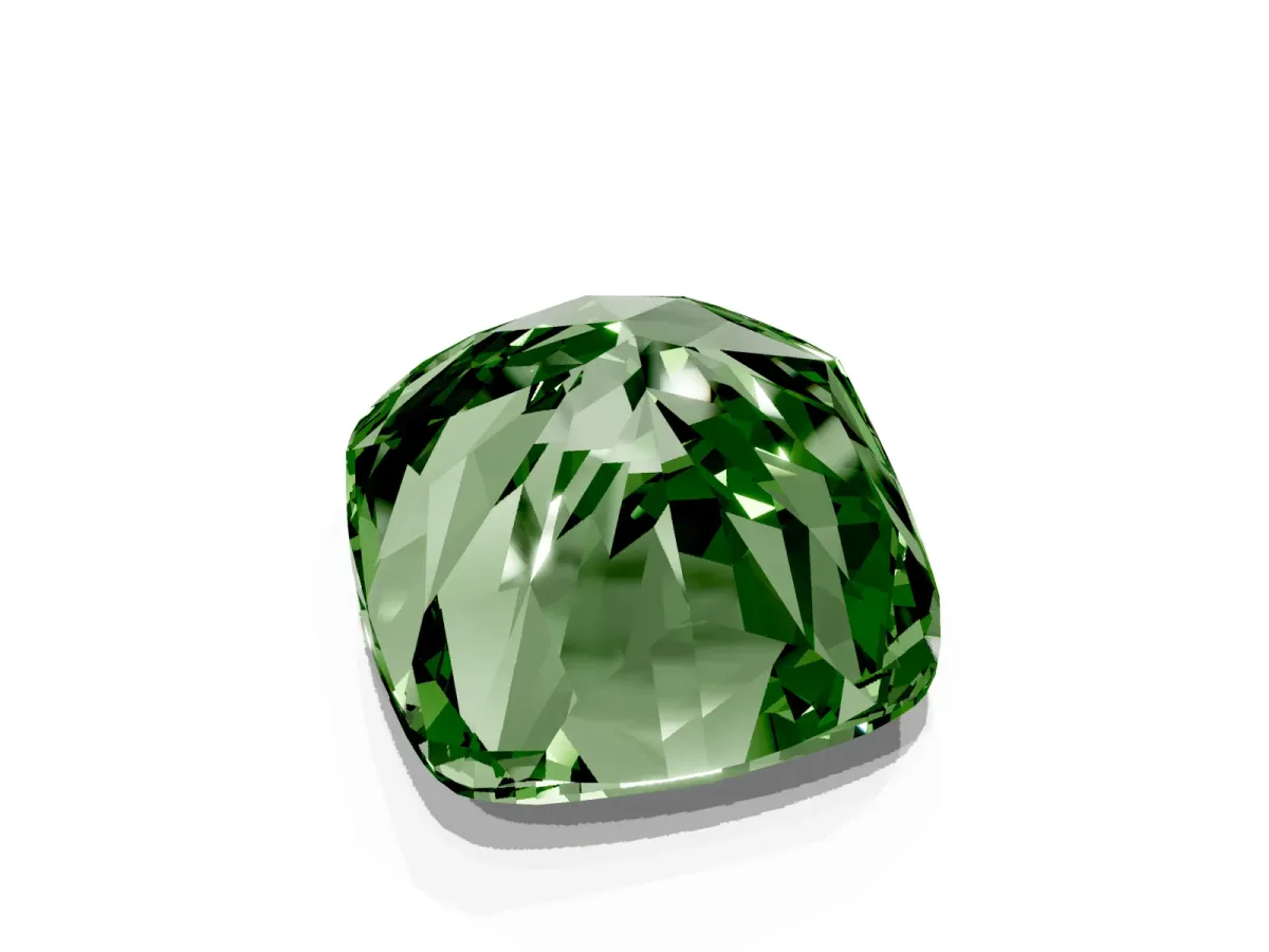 Fancy Green Cushion Cut Halo Milgrain Solitaire with Bezel Set Side Stones and Pave Band Rose gold