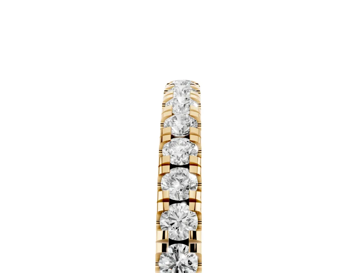 Pavé Round Diamond Half Eternity Band with Shared Prong Setting Yellow gold