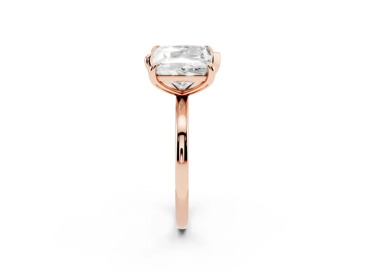 Pear and Princess Toi Moi Ring with Prong Setting and Plain Band Rose gold