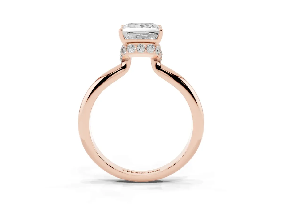 Princess Cut Brilliant Solitaire Engagement Ring with Six-Prong Setting and Classic Band Rose gold