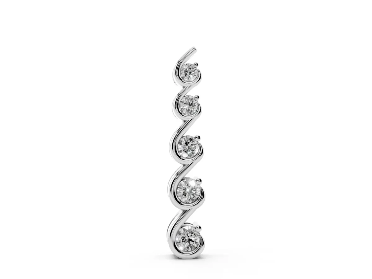 Round Diamond S-Curve Prong Pendant Silver