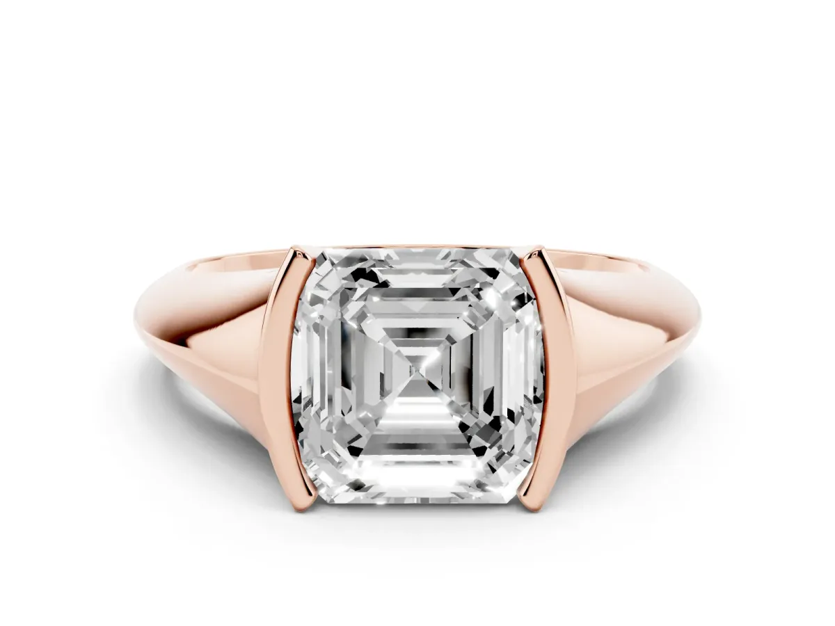 Asscher Cut Solitaire Tension Set Diamond Ring Rose gold