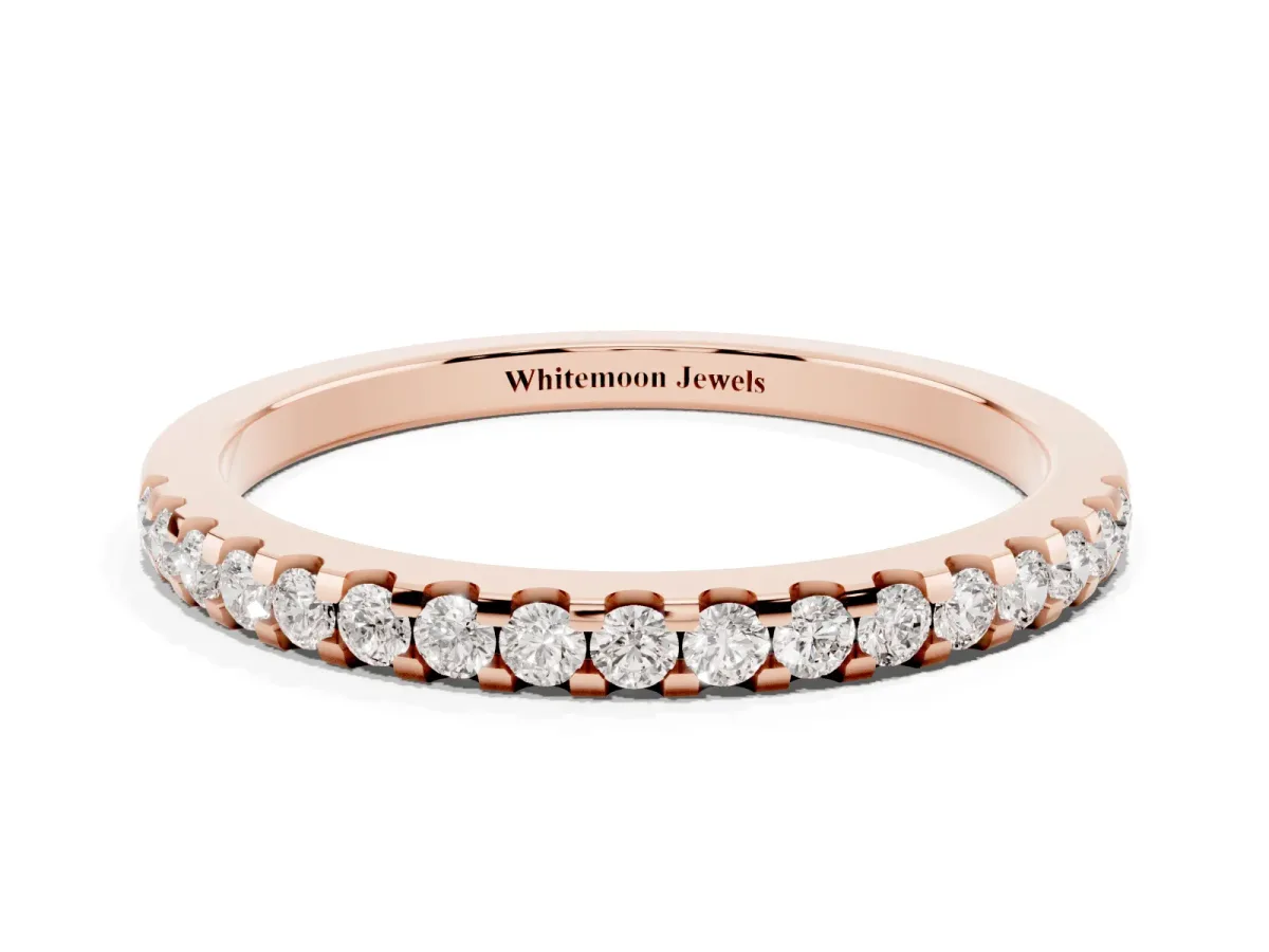 Round Diamond Half Eternity Prong Set Band Rose gold