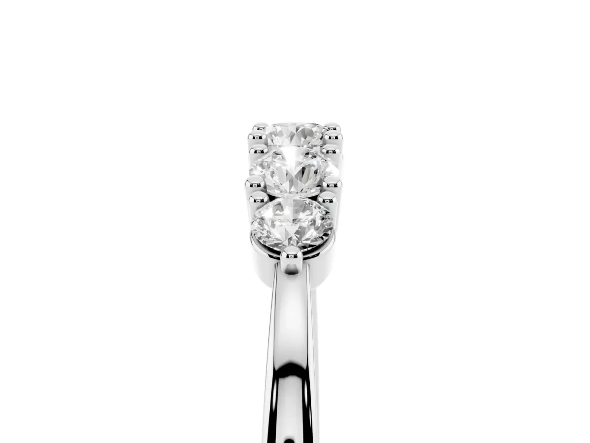 Round Brilliant Diamond Half-Eternity Band with Prong Setting Silver