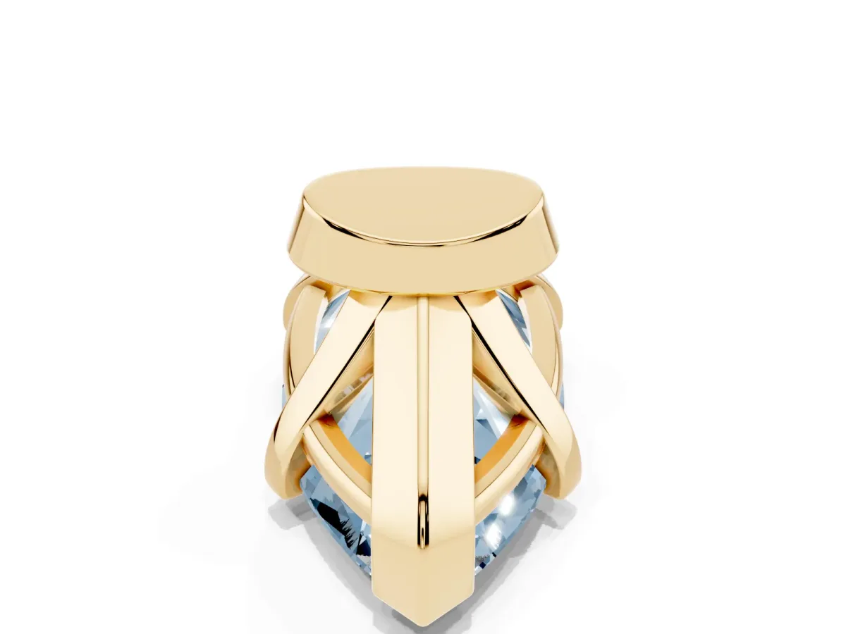 Fancy Blue Marquise Cut Diamond Solitaire Ring with Prong Setting and Classic Band Yellow gold