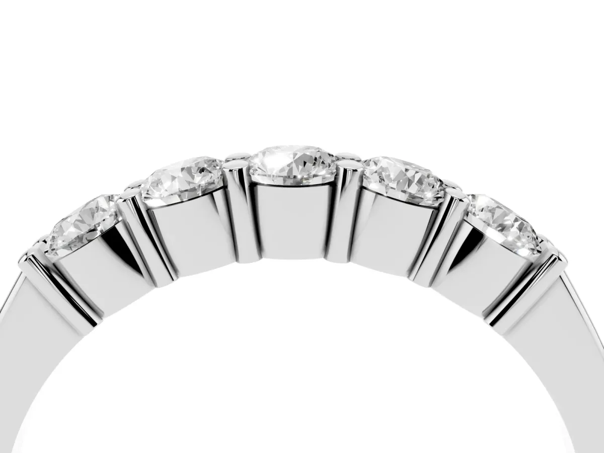 Round Cut Diamond Prong Set Half-Eternity Band Silver