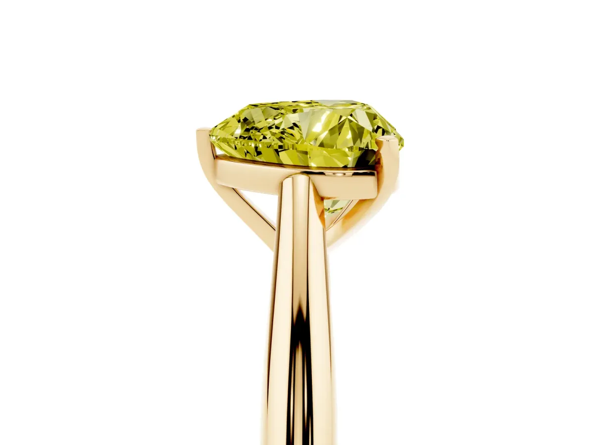 Fancy Yellow Heart Cut Diamond Solitaire Engagement Ring with Cathedral Setting and Four-Prong Mount Yellow gold