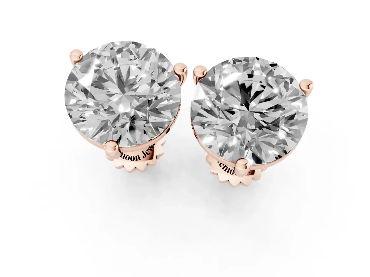 Round Brilliant Diamond Martini Stud Earrings Rose gold