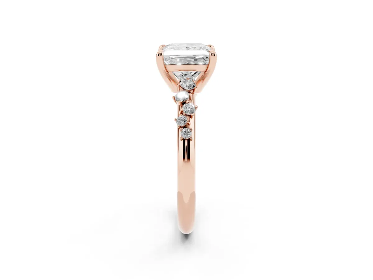 Princess Cut Cut Diamond Vine Band with Four-Prong Setting Rose gold