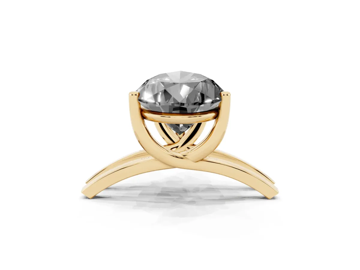 Fancy Black Pear Cut Cut Diamond Solitaire Engagement Ring with Tapered Plain Band and Four-Prong Setting Yellow gold