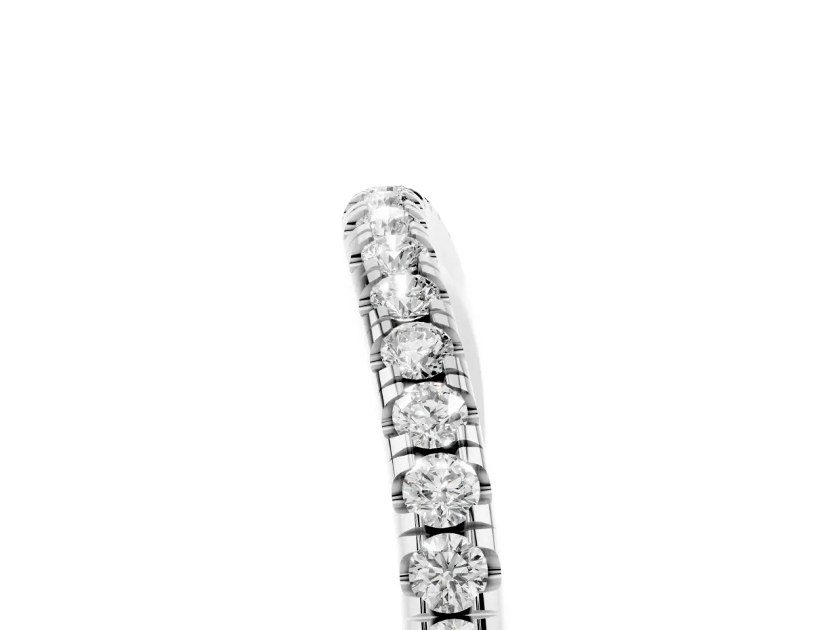 Round Diamond Pavé Set Curved White Gold Band Platinum