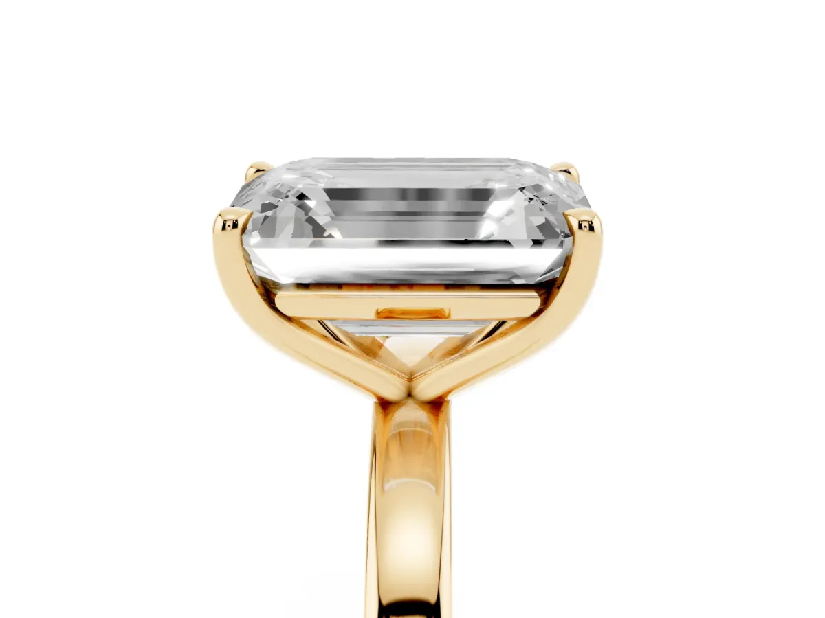 Fancy Blue Pear Cut and Emerald Cut Toi Moi Ring with Prong Setting Yellow gold