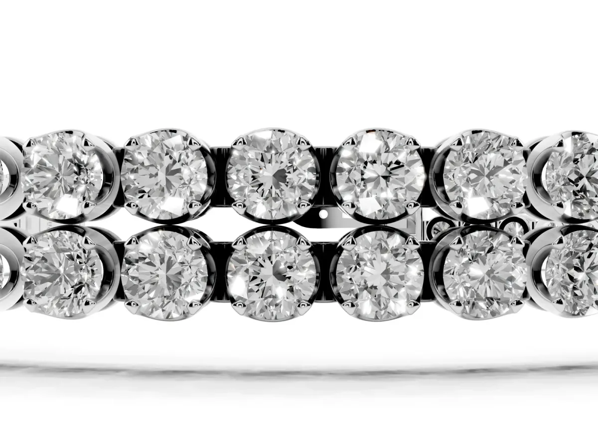 Double Row Round Diamond Tennis Bracelet with Prong Setting Silver