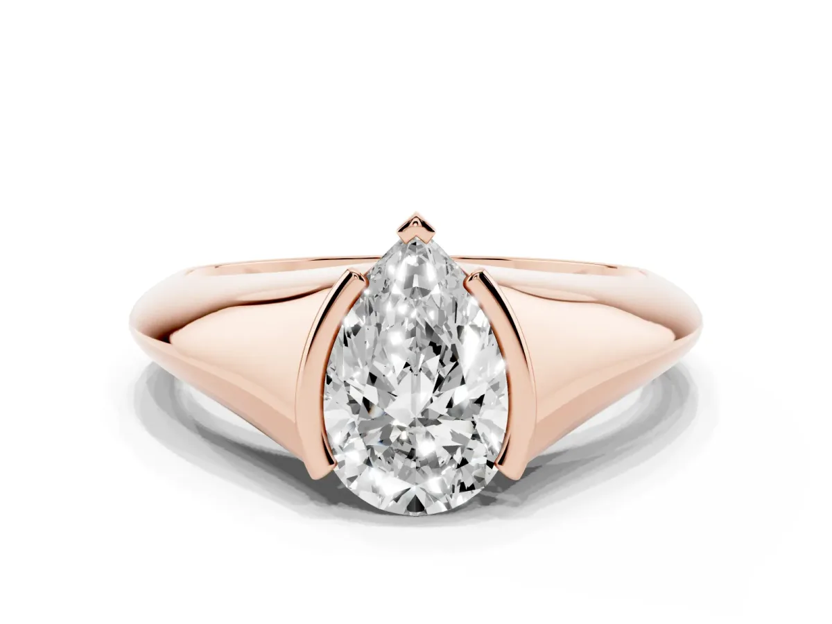 Pear Cut Solitaire Tension Set Diamond Ring Rose gold