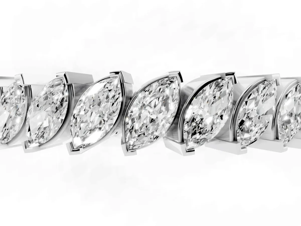 Marquise Diamond Shared Prong Full Eternity Band Silver