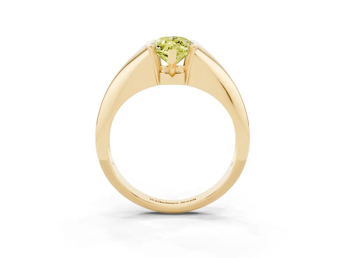 Fancy Yellow Marquise Cut Solitaire Tension Set Diamond Ring Yellow gold