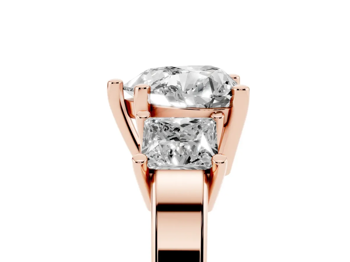 Three-Stone Heart Cut Cut Solitaire Ring with Prong Setting Rose gold