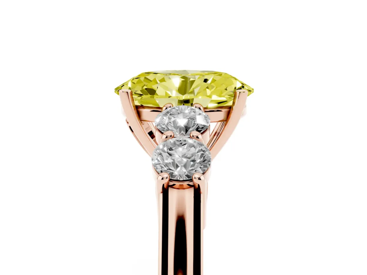 Fancy Yellow Oval Cut Cut Diamond Five-Stone Prong Set White Gold Ring Rose gold