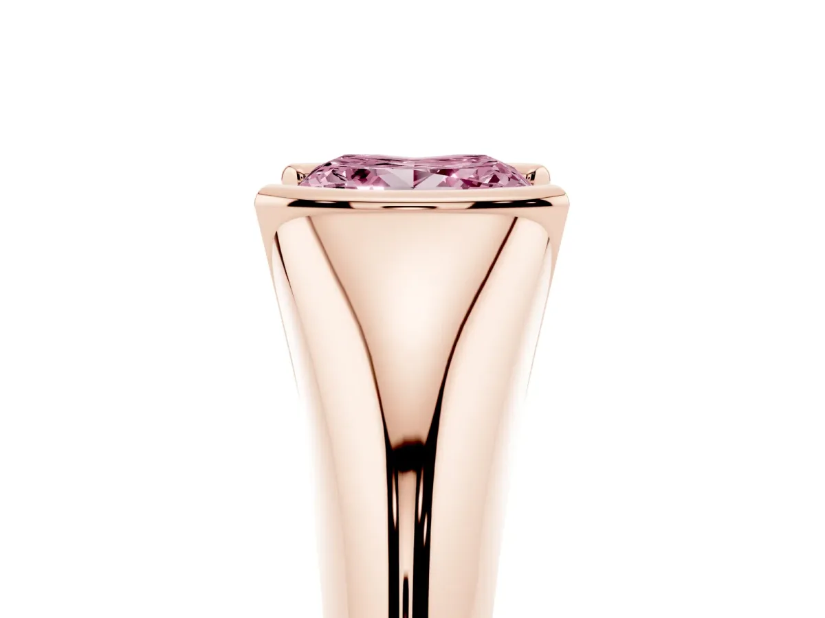 Fancy Pink Princess Cut Solitaire Tension Set Diamond Ring Rose gold