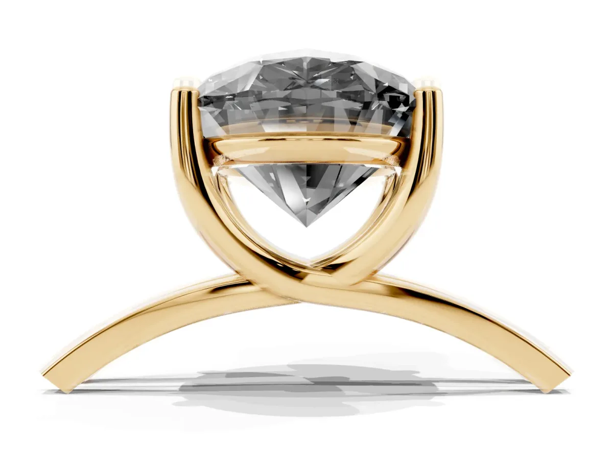 Fancy Black Oval Cut Cut Diamond Solitaire Engagement Ring with Tapered Plain Band and Four-Prong Setting Yellow gold