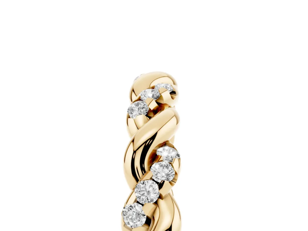 Twisted Pavé Round Diamond Eternity Band Yellow gold