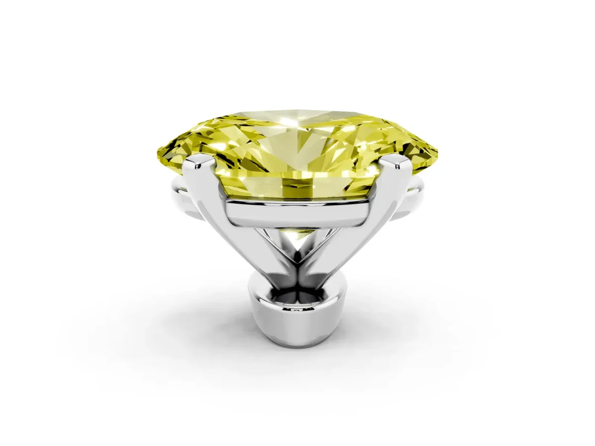 Fancy Yellow Oval Cut Diamond Solitaire Ring with Prong Setting and Classic Band Silver