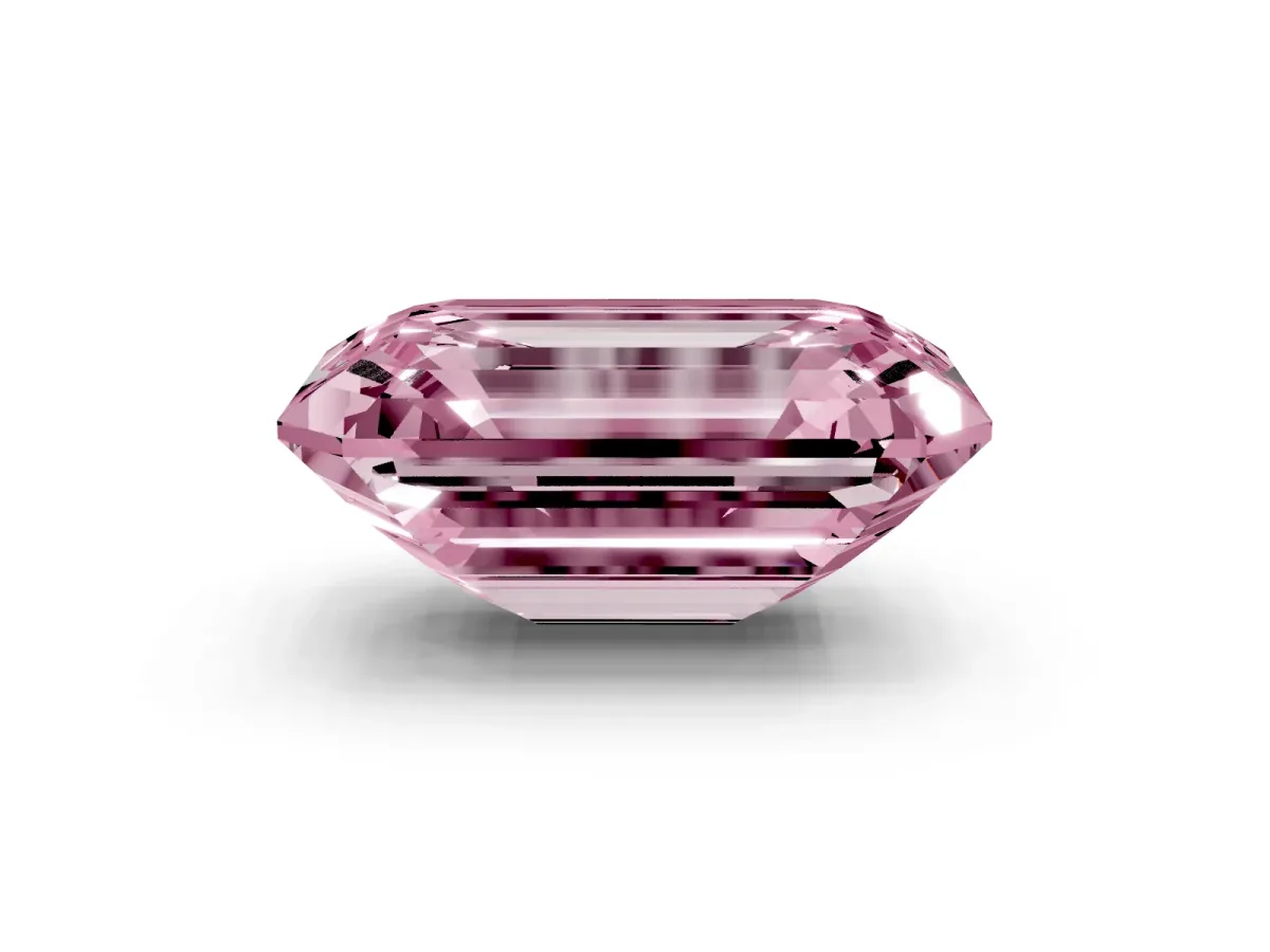 Fancy Pink Emerald Cut Cut Pave Band Milgrain Solitaire Ring Rose gold