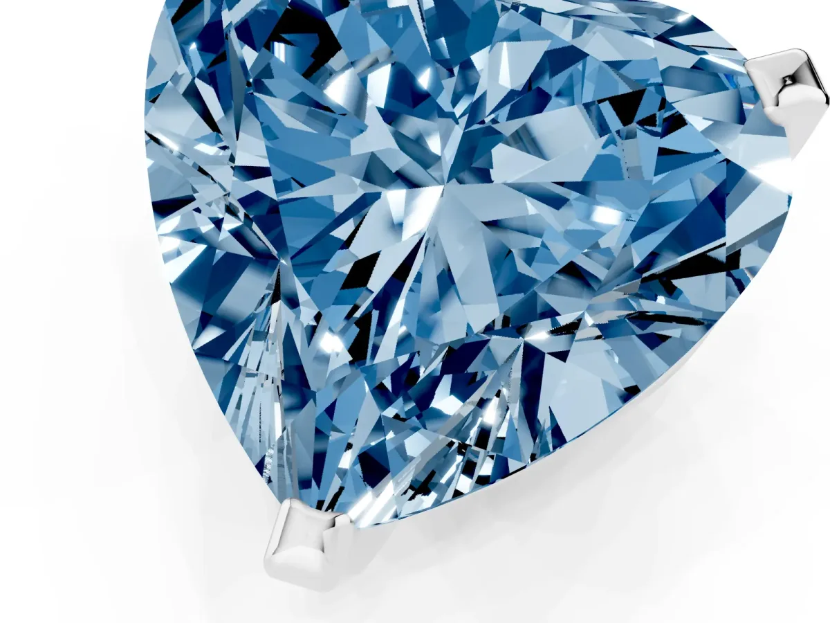 Fancy Blue Heart Cut Diamond Solitaire Ring with Prong Setting and Classic Band Platinum