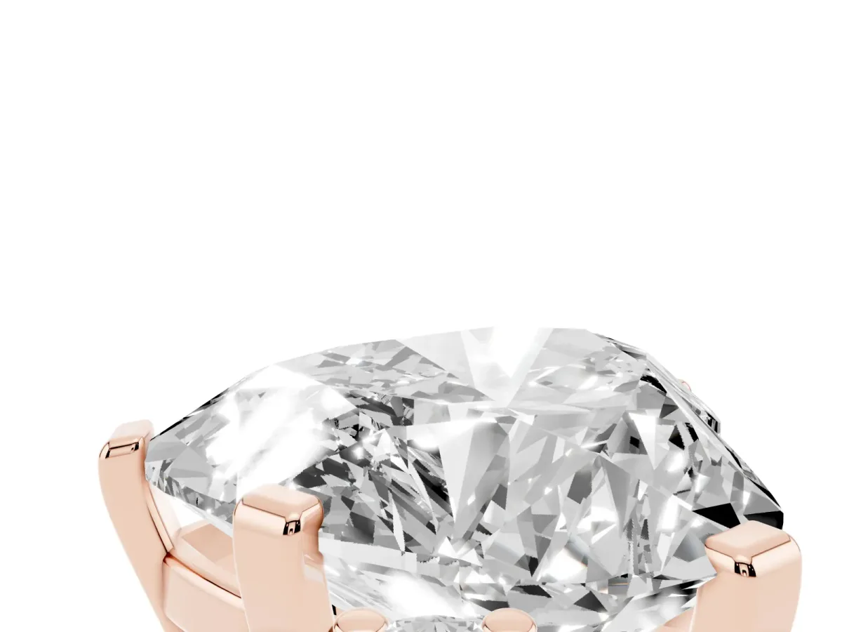 Heart Cut Cut Three-Stone Solitaire Ring with Round Accent Diamonds and Four-Prong Setting Rose gold