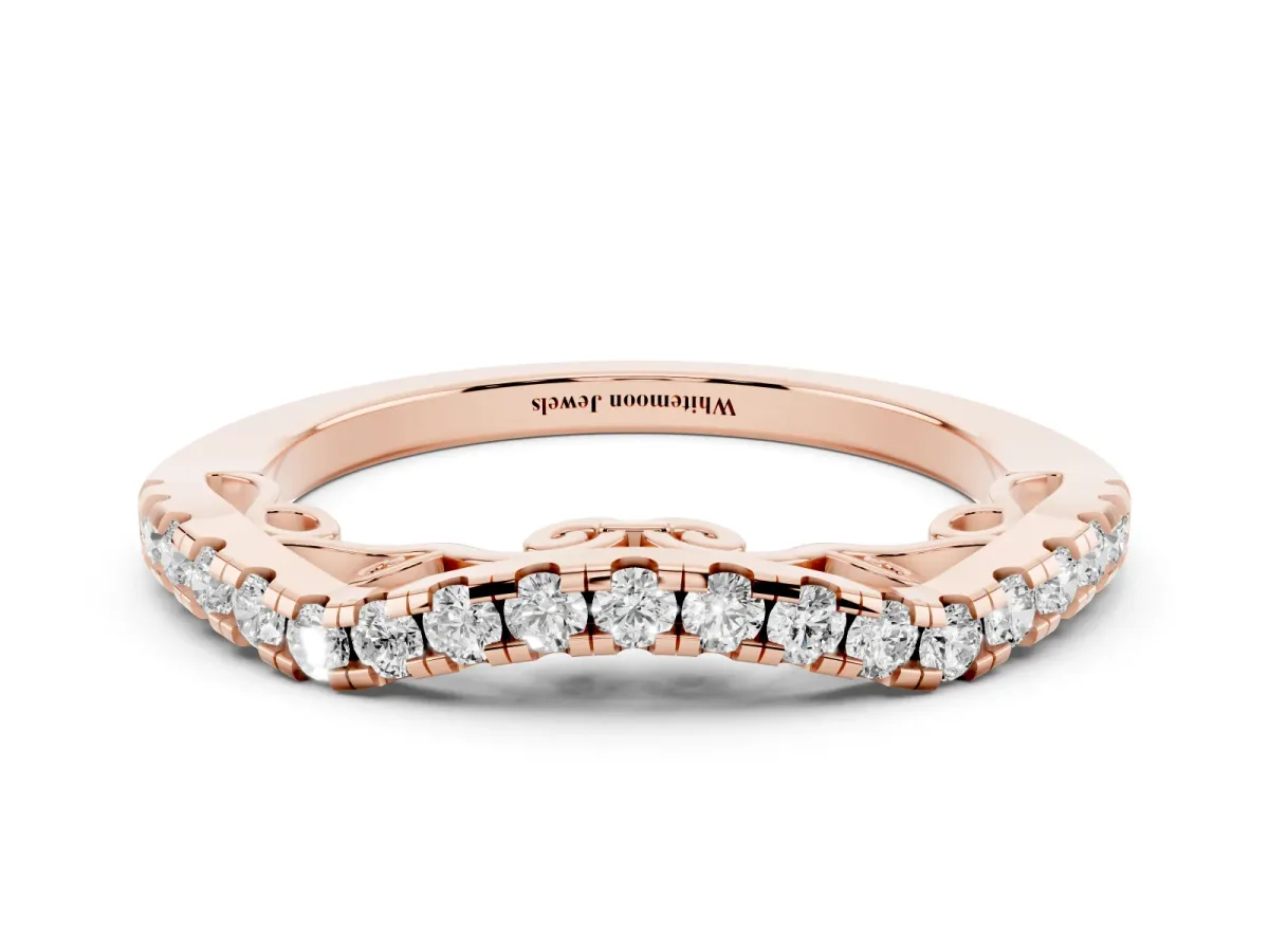 Curved Diamond Pavé Round Eternity Band with Shared Prong Setting Rose gold