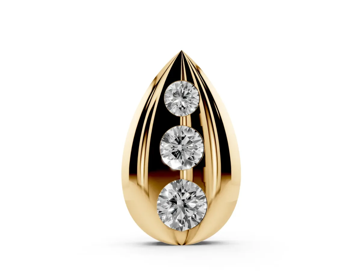 Teardrop Bezel-Set Round Diamond Pendant Yellow gold