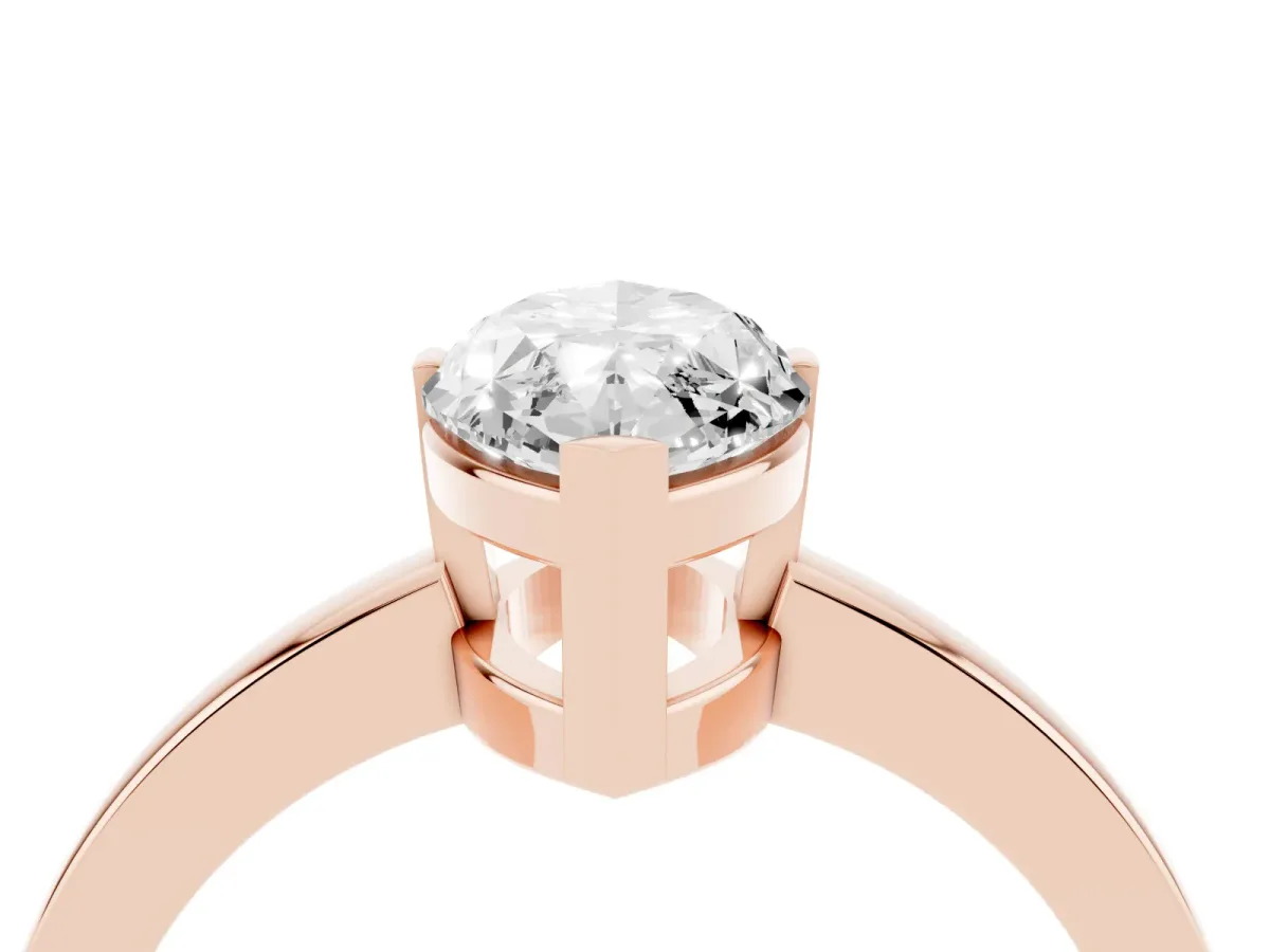 Marquise Cut Cut Solitaire Ring with Four-Prong Setting and Classic Band Rose gold