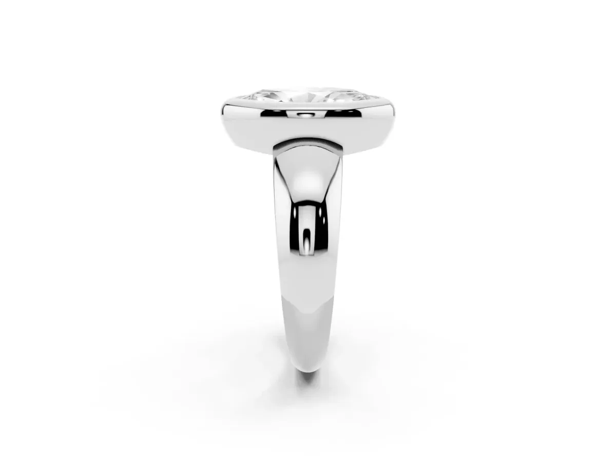 Bezel Set Marquise Cut Solitaire Ring with Wide Band White gold