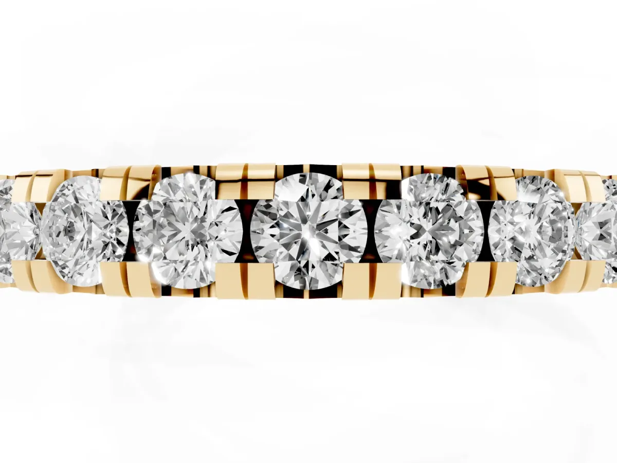 Round Diamond Half-Eternity Prong Set Band Yellow gold