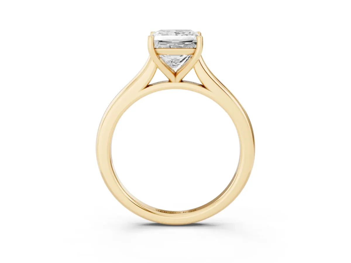 Princess Cut Cut Solitaire Ring with Cathedral Band and Four-Prong Setting Yellow gold