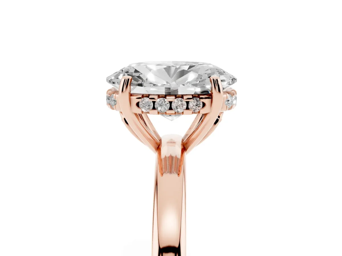 Oval Cut Solitaire Diamond Ring with Prong Setting and Plain Band Rose gold