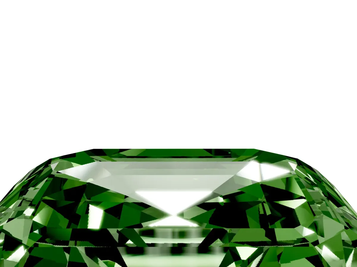 Fancy Green Asscher Cut Halo Diamond Ring with Milgrain Edge and Round Prong Setting Silver