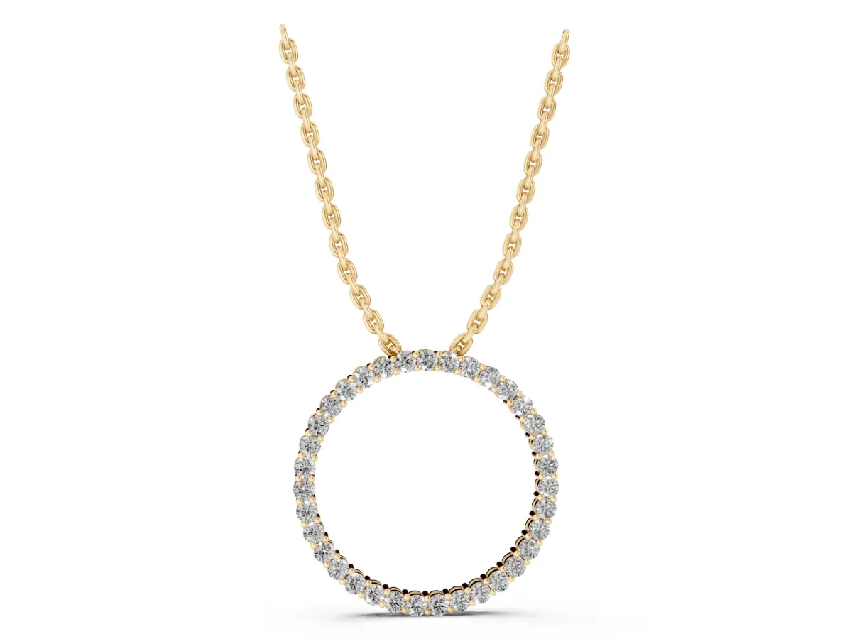 Round Diamond Prong-Set Eternity Pendant Yellow gold