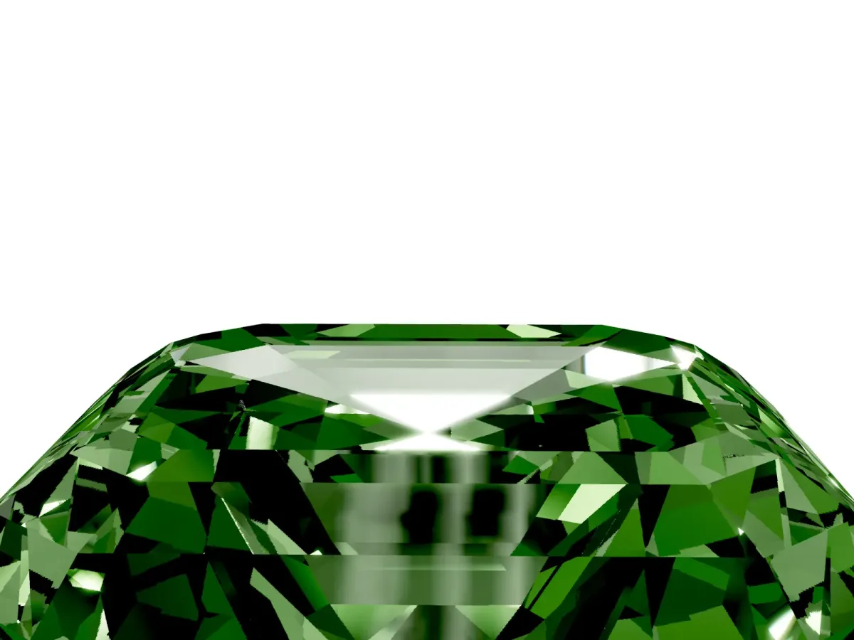 Fancy Green Asscher Cut Halo Diamond Ring with Milgrain Edge and Round Prong Setting Yellow gold