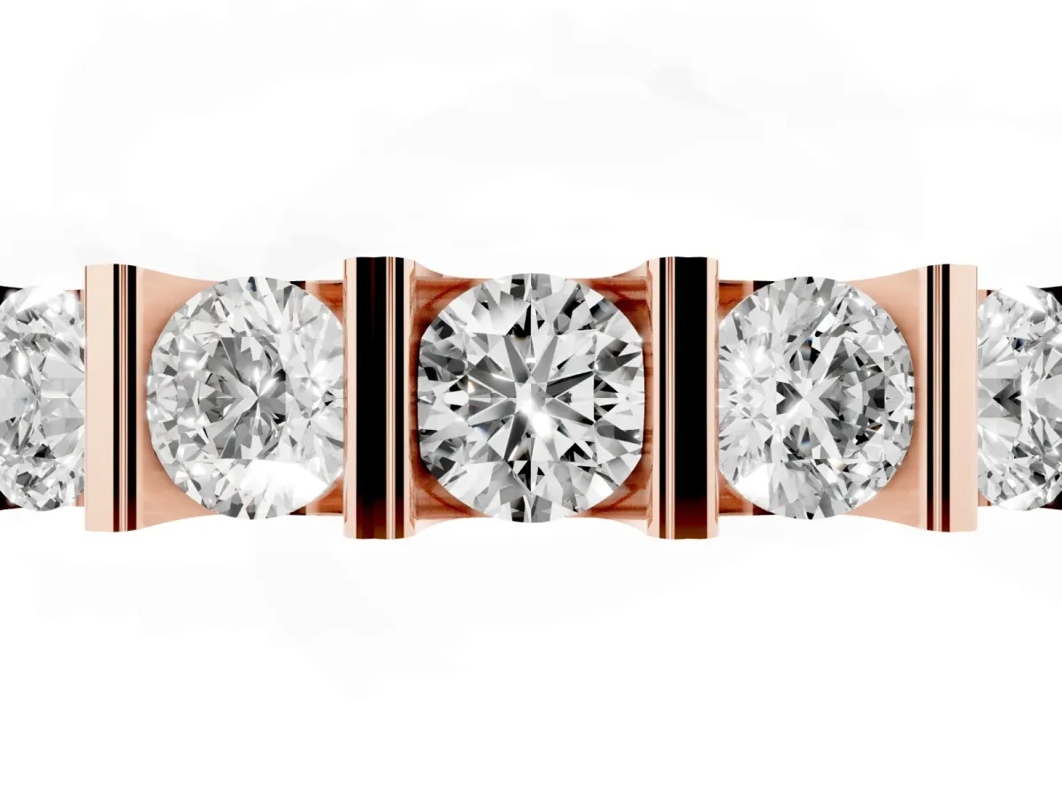 Channel-Set Round Diamond Five-Stone Band Rose gold