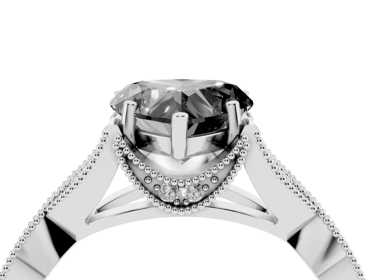 Fancy Black Heart Cut Cut Diamond Twisted Band with Milgrain Pave Setting and Four-Prong Setting Silver