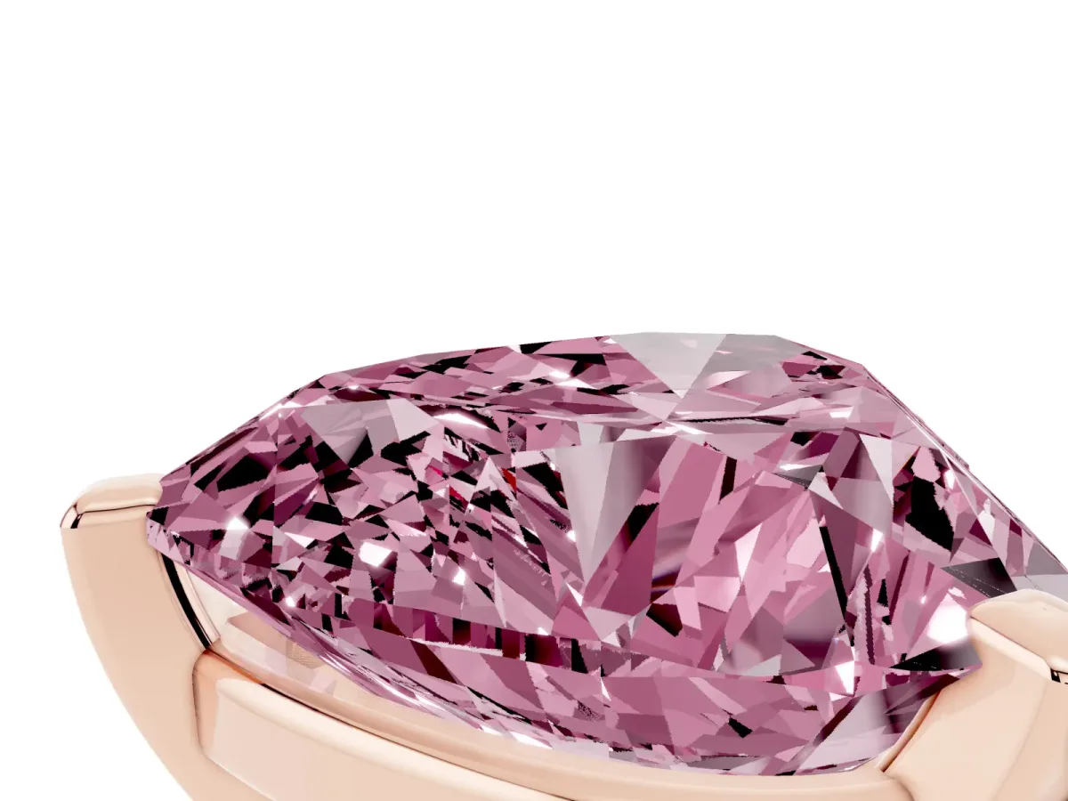 Fancy Pink Heart Cut Diamond Solitaire Ring with Prong Setting and Classic Band Rose gold